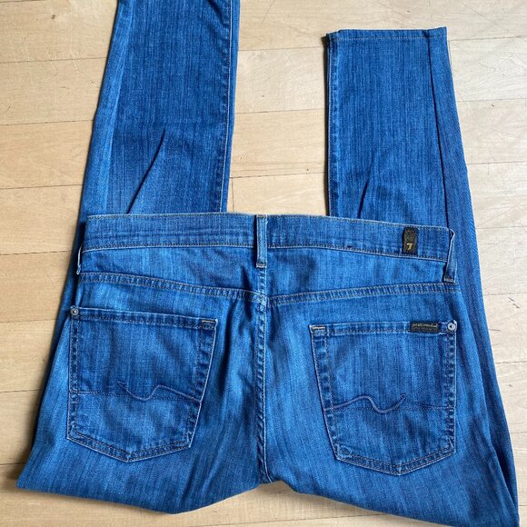7 For all Mankind mens jeans "Slimmy" sz 34 blue washslim straight leg - Picture 3 of 5